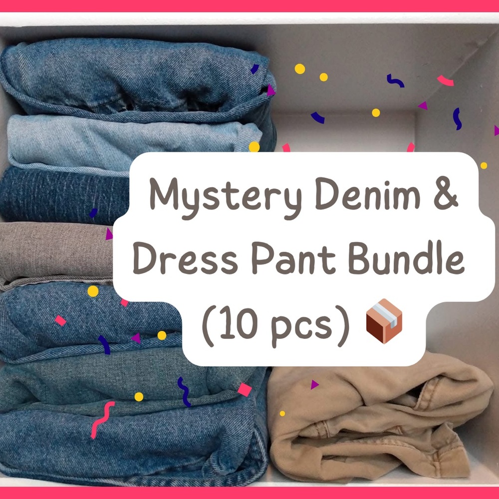 Thrift Treasure: Mystery Box of Denim & Dress Pant Bundle (10 pcs)
